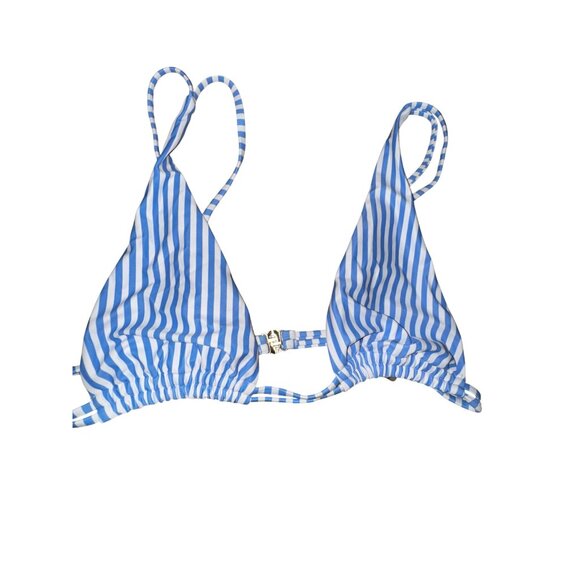 Blue & White Striped Triangle Bikini Large Two Piece Swimsuit Bathing Suit‎ Cute - Picture 4 of 5